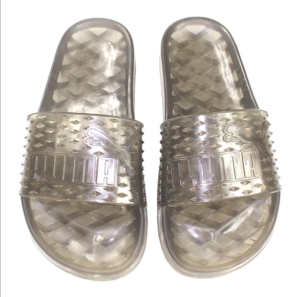 Women's $90 PUMA Fenty x Rihanna Gray Jelly Slide Sandals Flip Flops Sz 5.5 US - Picture 1 of 5